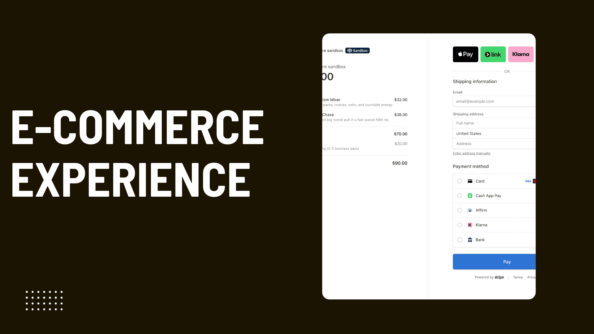 E-commerce storefront and checkout interface